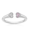 Thumbnail Image 1 of Sterling Silver Created Pink Sapphire & Cubic Zirconia Open Heart Ring