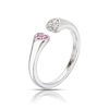 Thumbnail Image 2 of Sterling Silver Created Pink Sapphire & Cubic Zirconia Open Heart Ring