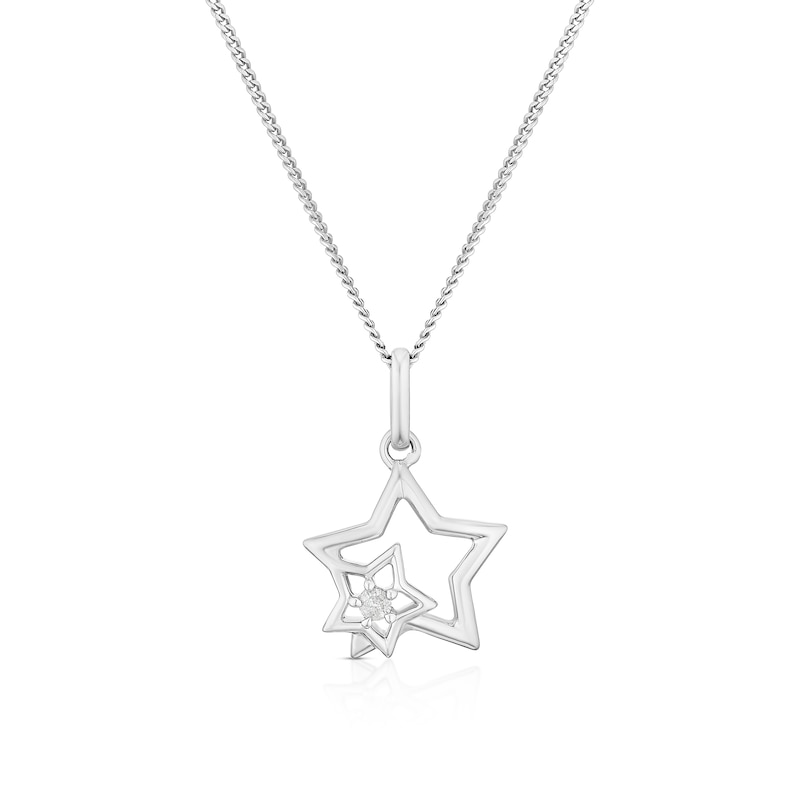 Main Image 1 of Children's Sterling Silver Diamond Star Pendant 14+2 Inch Necklace