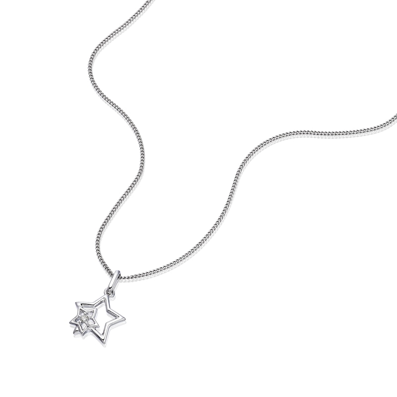 Main Image 2 of Children's Sterling Silver Diamond Star Pendant 14+2 Inch Necklace