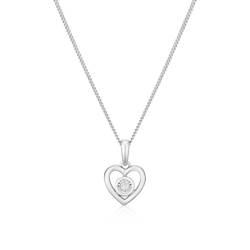 Main Image 1 of Children's Sterling Silver Diamond Heart Pendant 14+2 Inch Necklace