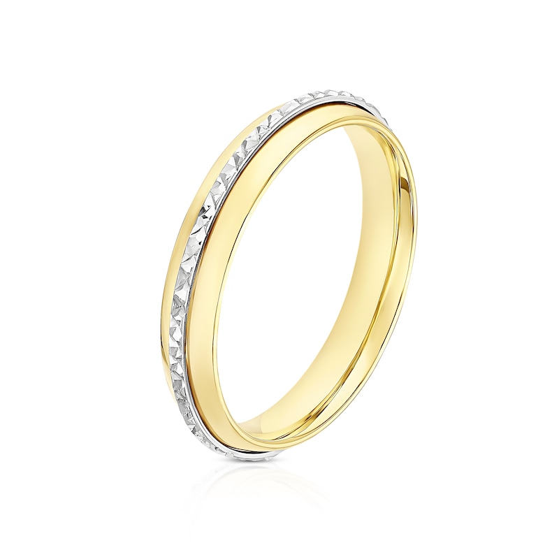 Main Image 2 of 9ct Yellow & White Gold Diamond Cut Centre Ring