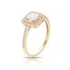 Thumbnail Image 2 of 9ct Yellow Gold Cubic Zirconia Double Halo Cushion Ring