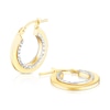 Thumbnail Image 1 of 9ct Yellow & White Gold Diamond Cut Inside Detail Hoop Earrings