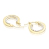 Thumbnail Image 2 of 9ct Yellow & White Gold Diamond Cut Inside Detail Hoop Earrings