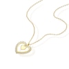 Thumbnail Image 2 of 9ct Yellow Gold Cubic Zirconia Open Heart Pendant 16+2&quot; Necklace