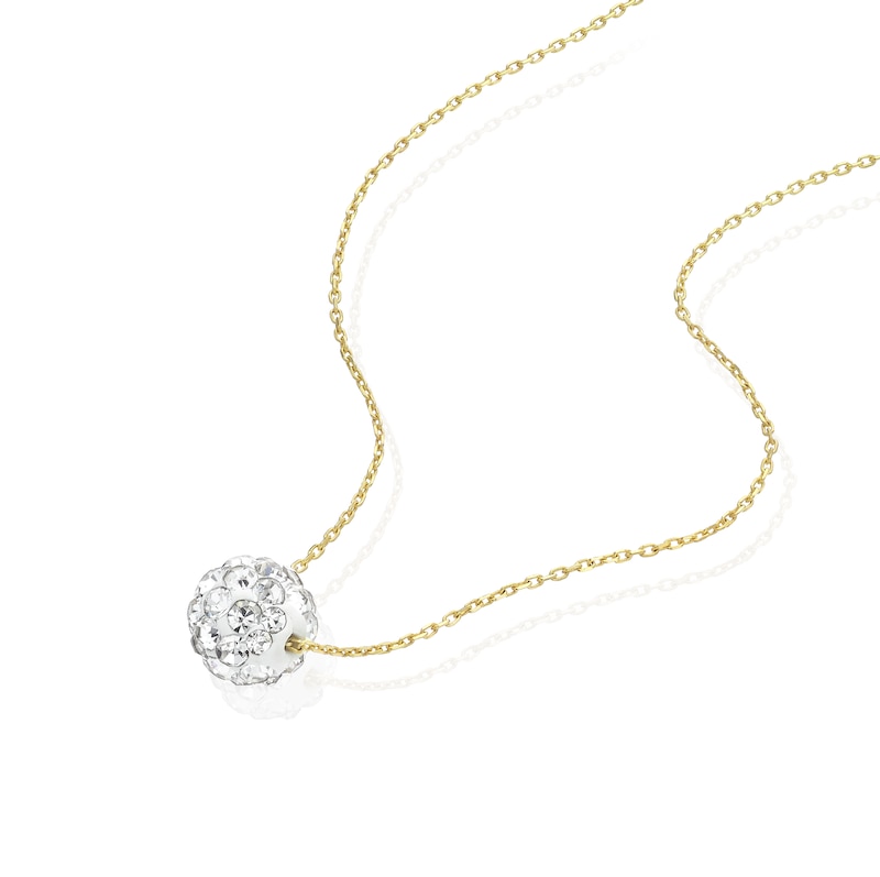 Main Image 2 of 9ct Yellow Gold Crystal Ball Pendant 16+2 Inch Necklace