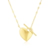 Thumbnail Image 1 of 9ct Yellow Gold Puff Heart T-Bar 18 Inch Necklace