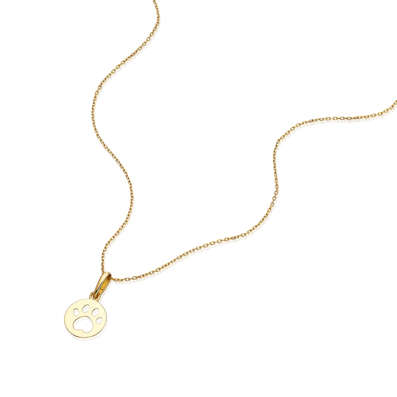 Main Image 2 of Children's 9ct Yellow Gold Paw Print Pendant 14+1&quot; Necklace