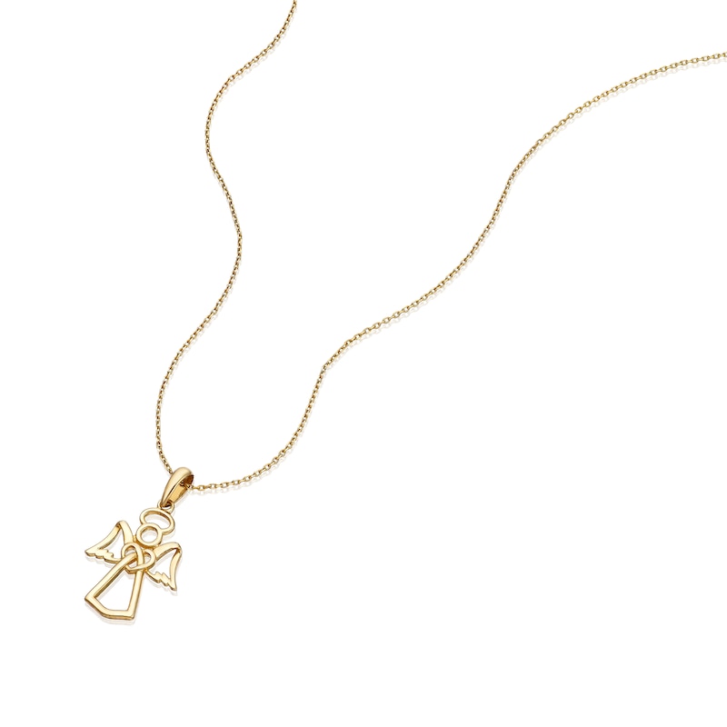 Main Image 2 of Children's 9ct Yellow Gold Angel Pendant 14+2 Inch Necklace