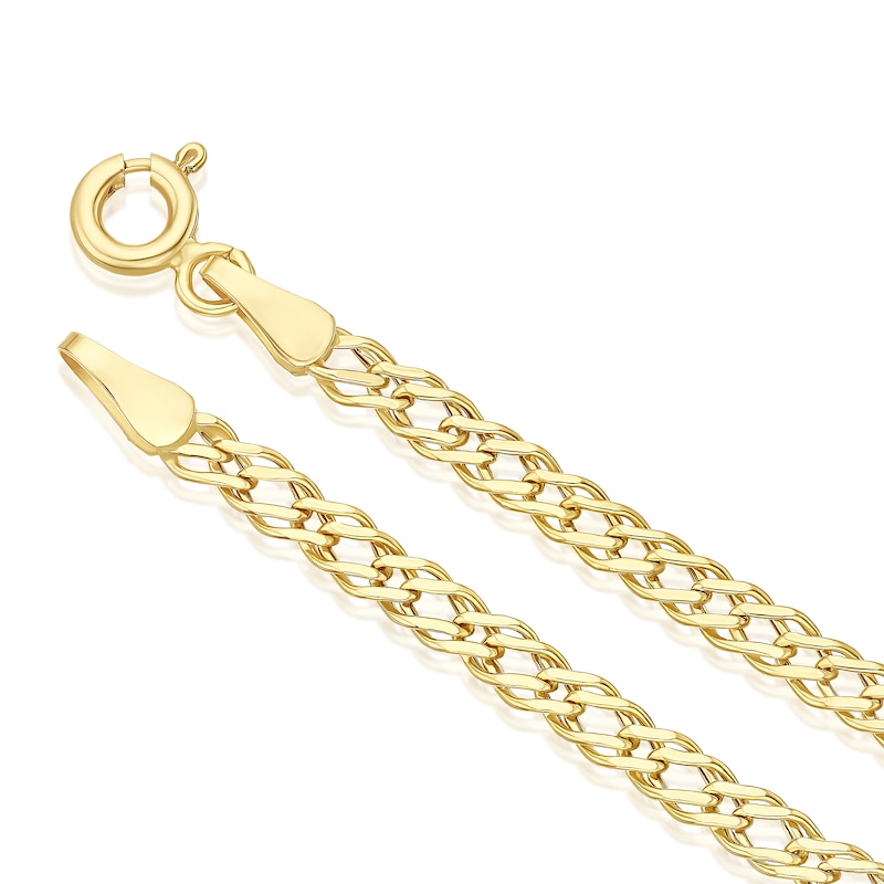 Main Image 3 of 9ct Yellow Gold Double Curb 7.5 Inch Bracelet