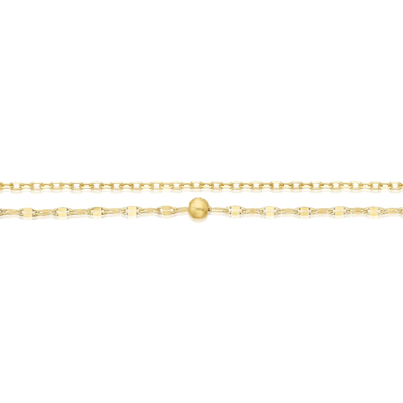 Main Image 2 of 9ct Yellow Gold Station Ball Sparkle Double 6.5+1 Inch Bracelet