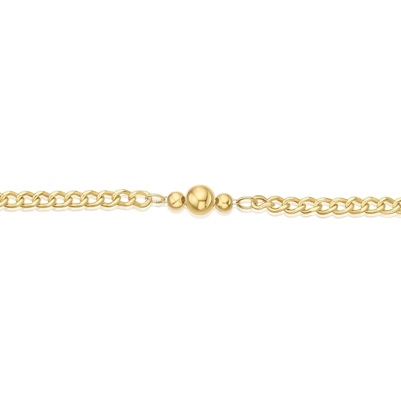 Main Image 2 of 9ct Yellow Gold Ball Station Curb 7.5&quot; Bracelet