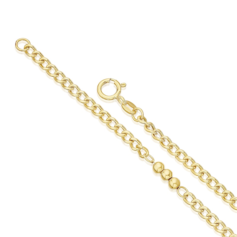 Main Image 3 of 9ct Yellow Gold Ball Station Curb 7.5&quot; Bracelet