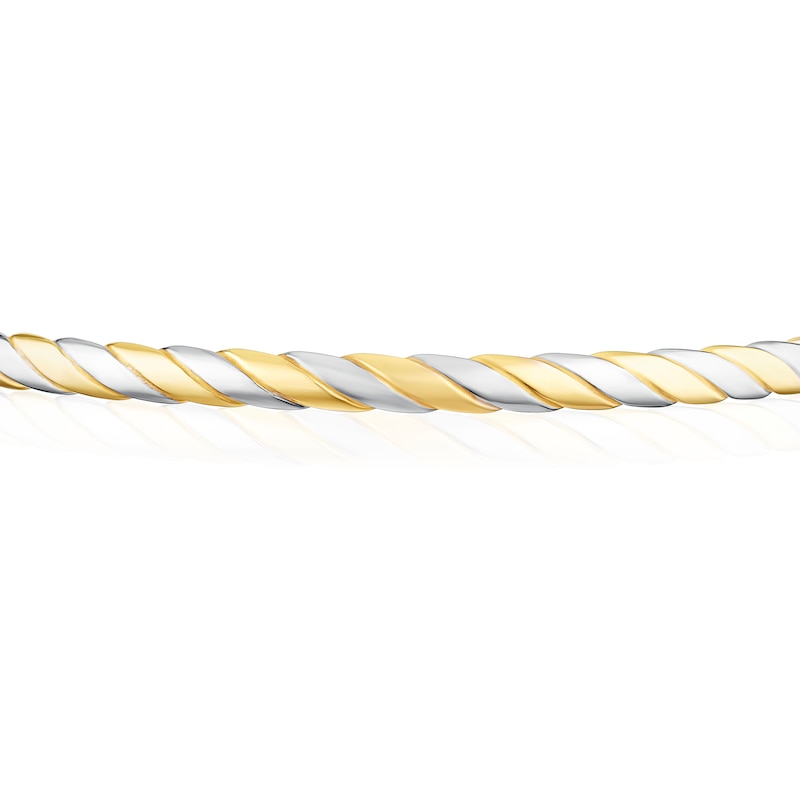 Main Image 2 of 9ct Yellow & White Gold Twisted Hinged Bangle