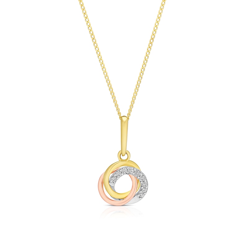 Main Image 1 of 9ct Yellow Gold Cubic Zirconia Swirl Pendant 16+2 Inch Necklace