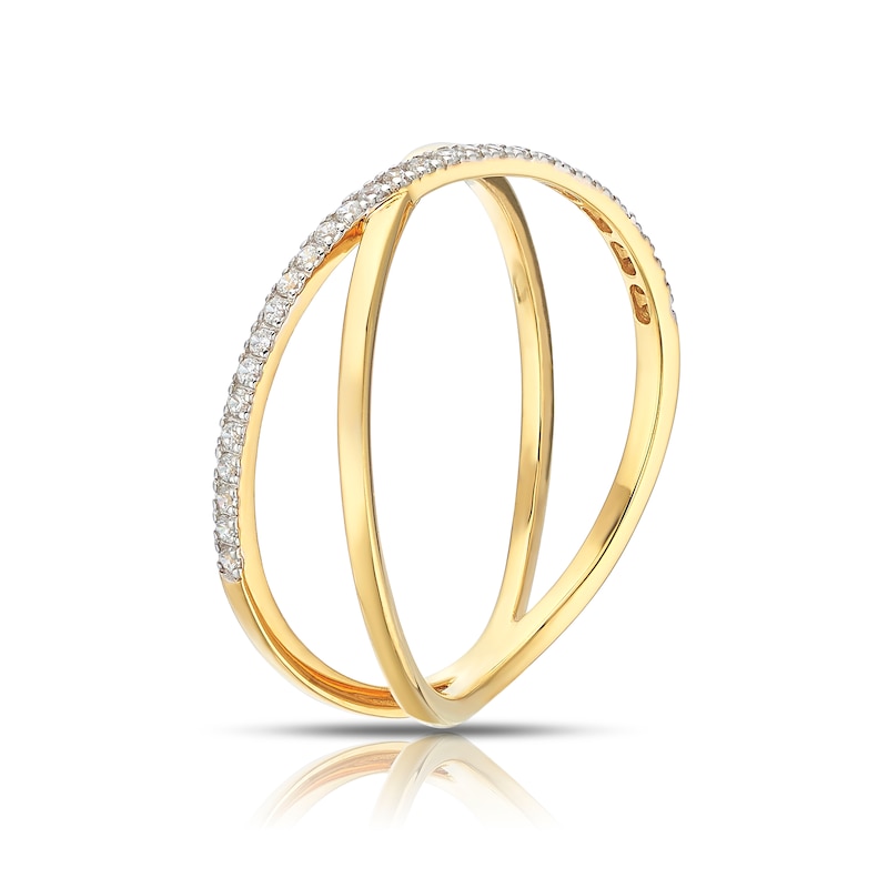 Main Image 2 of 9ct Yellow Gold Cubic Zirconia Open Twist Ring