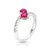 Thumbnail Image 2 of Sterling Silver Synthetic Pink Corundum & Cubic Zirconia Heart Ring