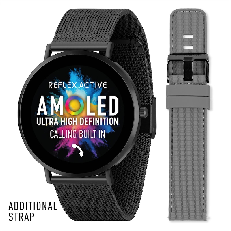 Main Image 1 of Reflex Active Series 42 Amoled Ultra Slim Black Mesh & Grey Silicone Strap Smart Watch