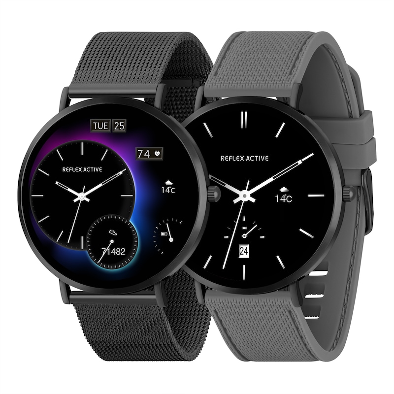 Main Image 6 of Reflex Active Series 42 Amoled Ultra Slim Black Mesh & Grey Silicone Strap Smart Watch