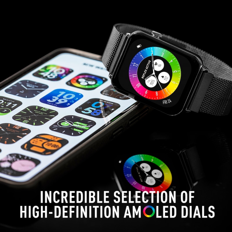 Main Image 5 of Reflex Active Amoled Series 30 Black Mesh Stainless Steel Strap Smart Watch