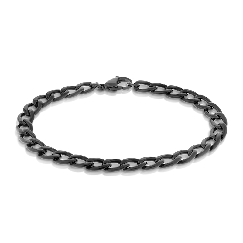 Main Image 2 of Stainless Steel Men's Black & Silver Two Colour 8.5 Inch Curb Bracelet