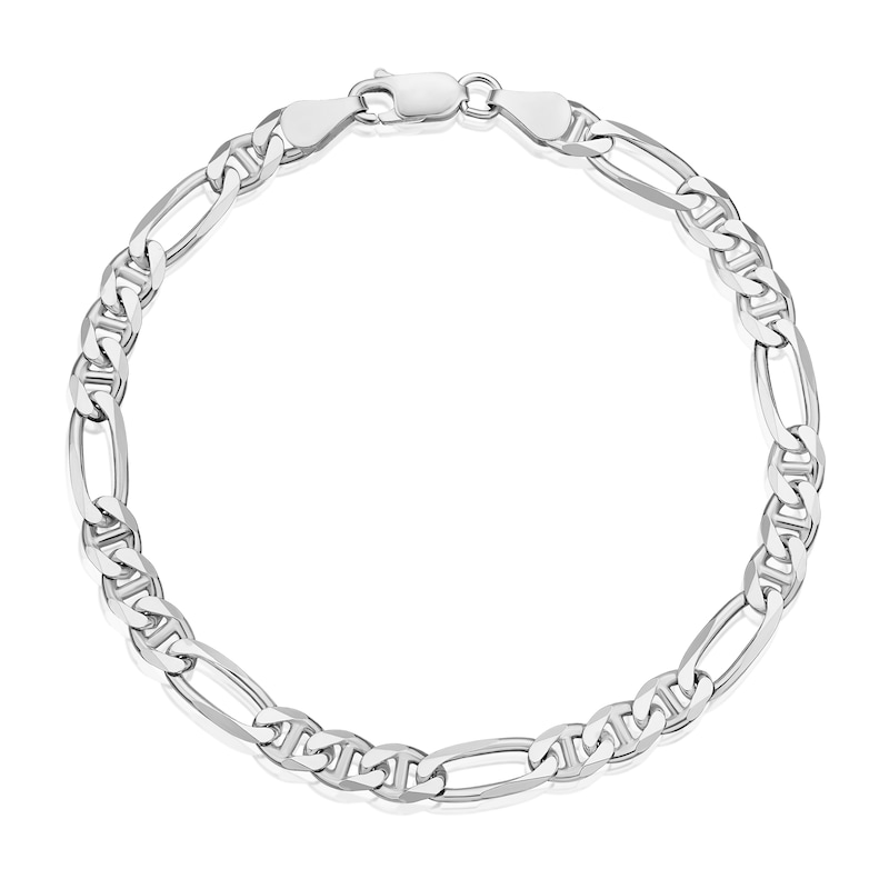 Main Image 1 of Sterling Silver Men's Figaro Chain 8&quot; Bracelet