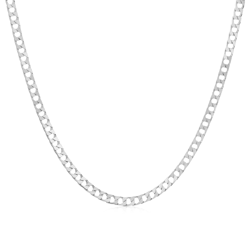 Main Image 1 of Sterling Silver Men's Flat Curb Chain 18 Inch Necklace