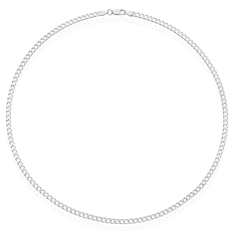 Main Image 2 of Sterling Silver Men's Flat Curb Chain 18 Inch Necklace