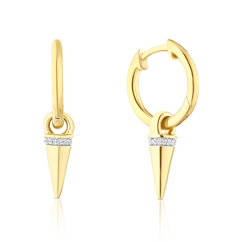 Main Image 1 of Sterling Silver & 18ct Gold Plated Vermeil Men's CZ Point Drop Earrings