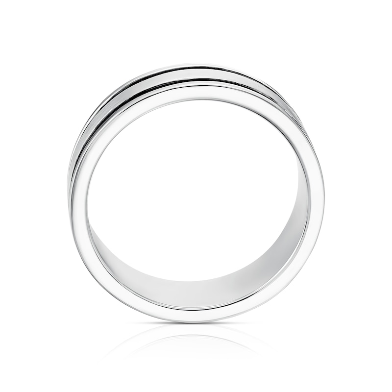 Main Image 3 of Sterling Silver Men's Black Detail Ring