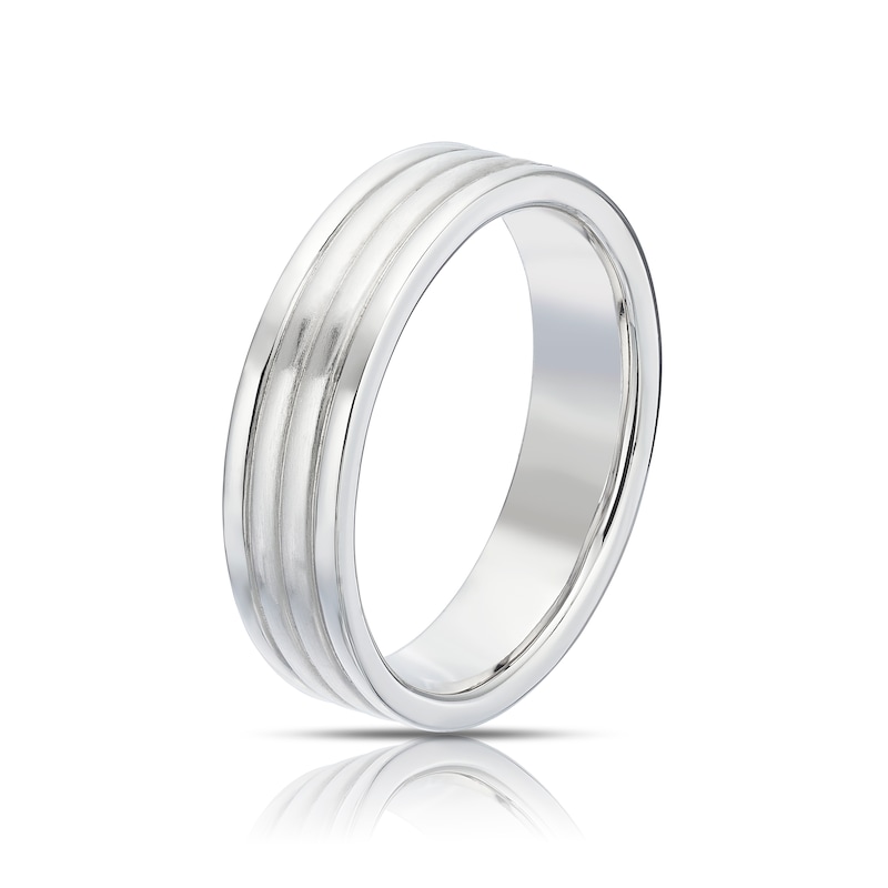 Main Image 2 of Sterling Silver Men's Triple Ridge Detail Ring