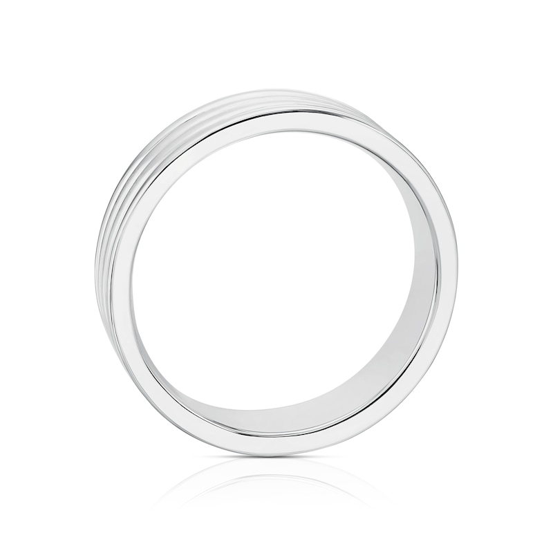 Main Image 3 of Sterling Silver Men's Triple Ridge Detail Ring