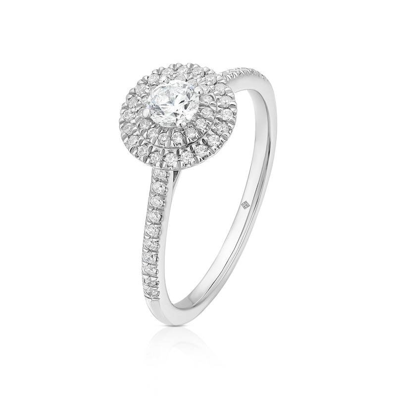 Main Image 2 of The Diamond Story Platinum 0.40ct Diamond Oval Halo Ring