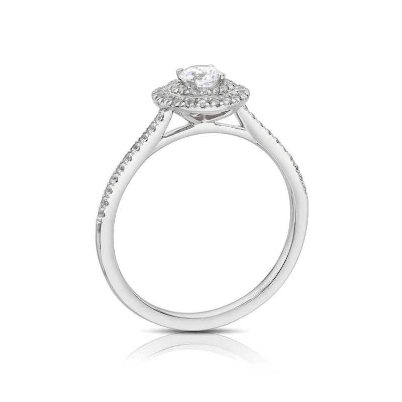 Main Image 3 of The Diamond Story Platinum 0.40ct Diamond Oval Halo Ring