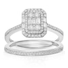 Thumbnail Image 1 of Perfect Fit 9ct White Gold 0.40ct Diamond Emerald Design Bridal Set