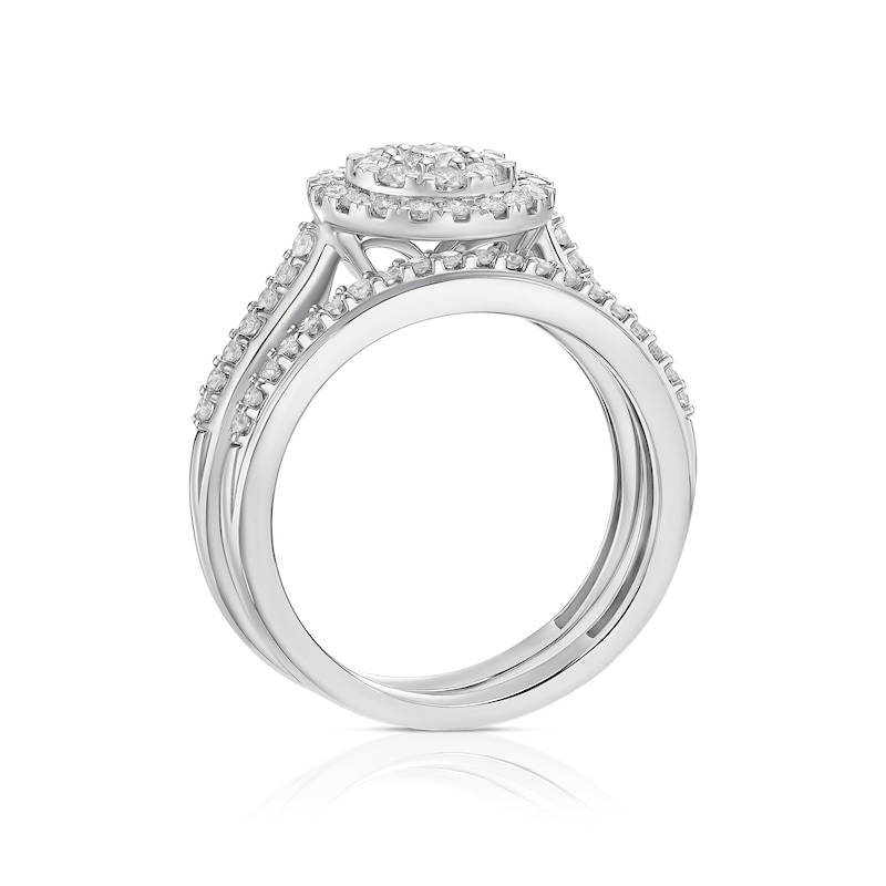 Main Image 3 of Perfect Fit 9ct White Gold 0.66ct Diamond Round Cluster Bridal Set