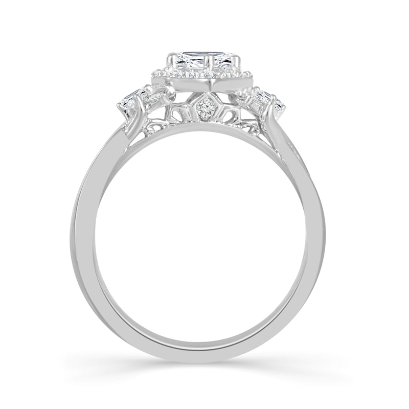 Emmy London 18ct White Gold 0.50ct Diamond Princess Halo Ring