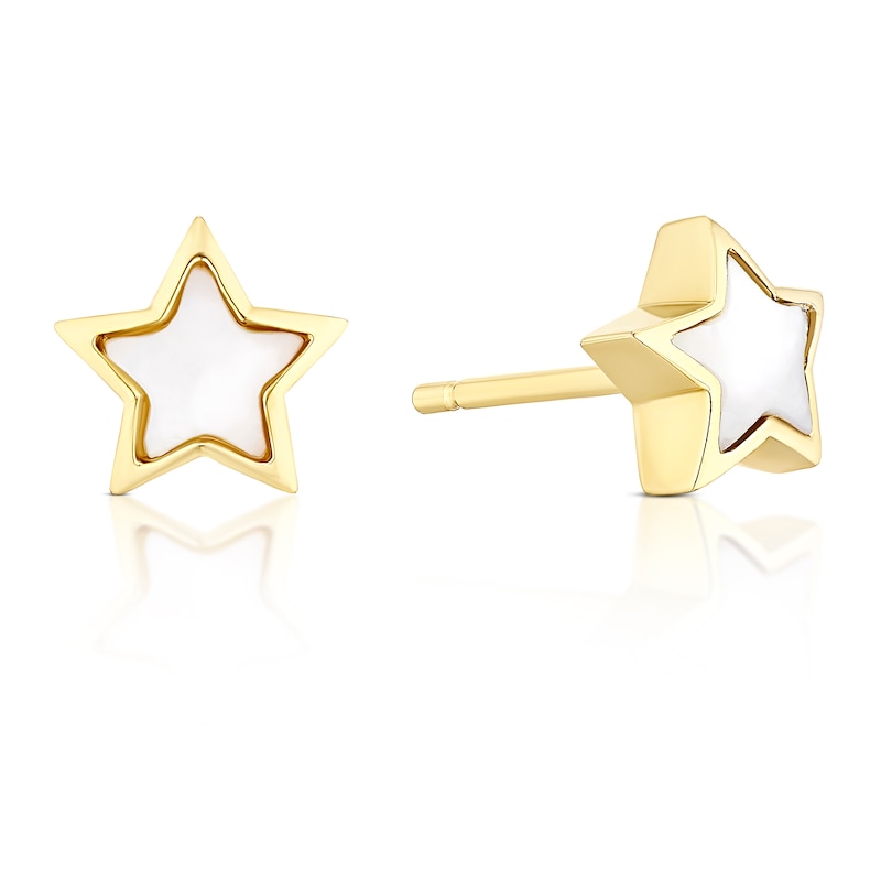 Main Image 1 of 9ct Yellow Gold Children's Star MOP Stud Earrings