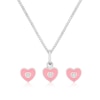 Thumbnail Image 1 of Sterling Silver Children's Pink Enamel & CZ Heart Earring & 14+2&quot; Pendant Set