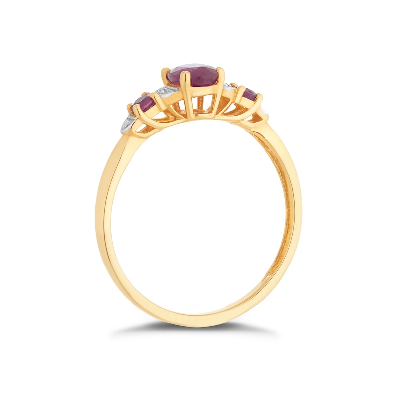 9ct Yellow Gold Treated Ruby & Diamond Ring