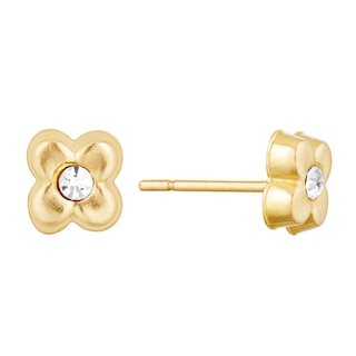 Children's 9ct Yellow Gold Crystal Flower Stud Earrings | H.Samuel