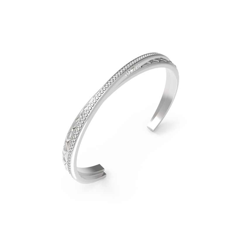 Main Image 1 of Guess Silver Tone Matelassé & Pave Bangle