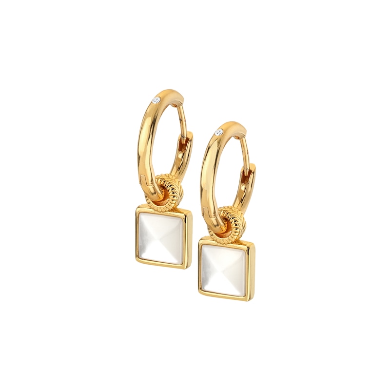 Main Image 1 of Hot Diamonds X Jac Jossa 9ct Gold Plated Calm Mother of Pearl Square Earrings