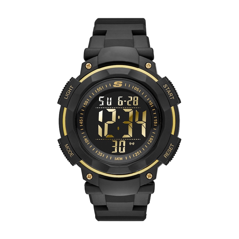 Main Image 1 of Skechers Ruhland Men's Yellow Detail Digital Dial Black Nylon Strap Watch