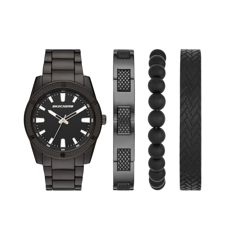 Main Image 1 of Skechers Men's Black Dial Black Tone Bracelet Watch With 4 Matching Bracelets