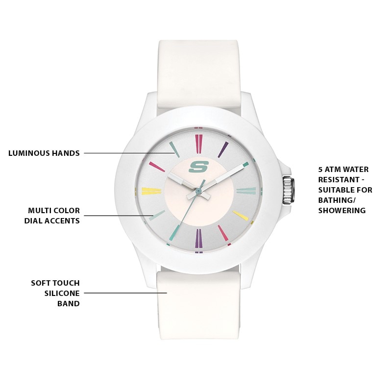 Main Image 3 of Skechers Rosecrans Ladies' All White Silicone Strap Watch