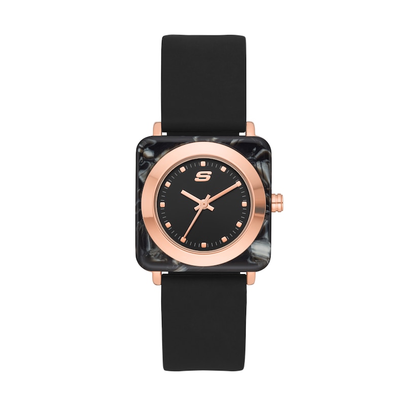 Main Image 1 of Skechers Calabar Ladies' Square Two Tone Dial Black Silicone Strap Watch