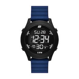 Skechers Rosencrans Men's Digital Dial Blue Silicone Textured Strap Watch