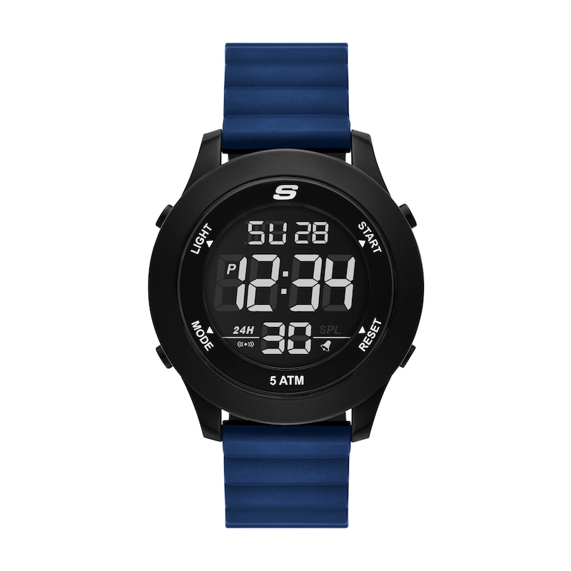 Main Image 1 of Skechers Rosencrans Men's Digital Dial Blue Silicone Textured Strap Watch